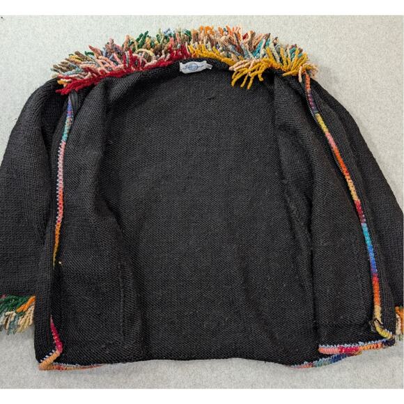 The Sweater Venture Size? XL 50% Wool 50% Alpaca Rainbow Fringe Artsy Cardigan - Picture 4 of 14
